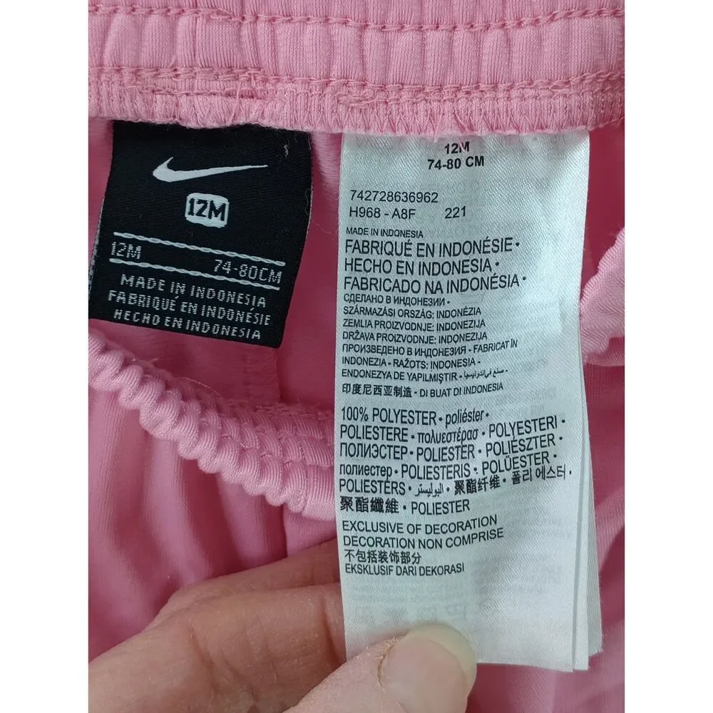 Nike Girls 12M Light Pink Infant Jogger Track Pants Rainbow Logo Taping